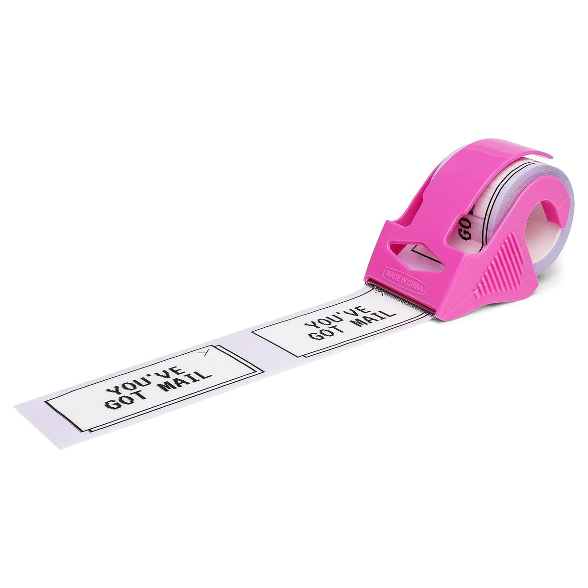 Decorative Packing Tape with Pink Dispenser – You’ve Got Mail Purple, 1.88" x 22.2 Yards – Cute Printed Shipping Tape for Gifts, Small Business Essentials, and Mailers
