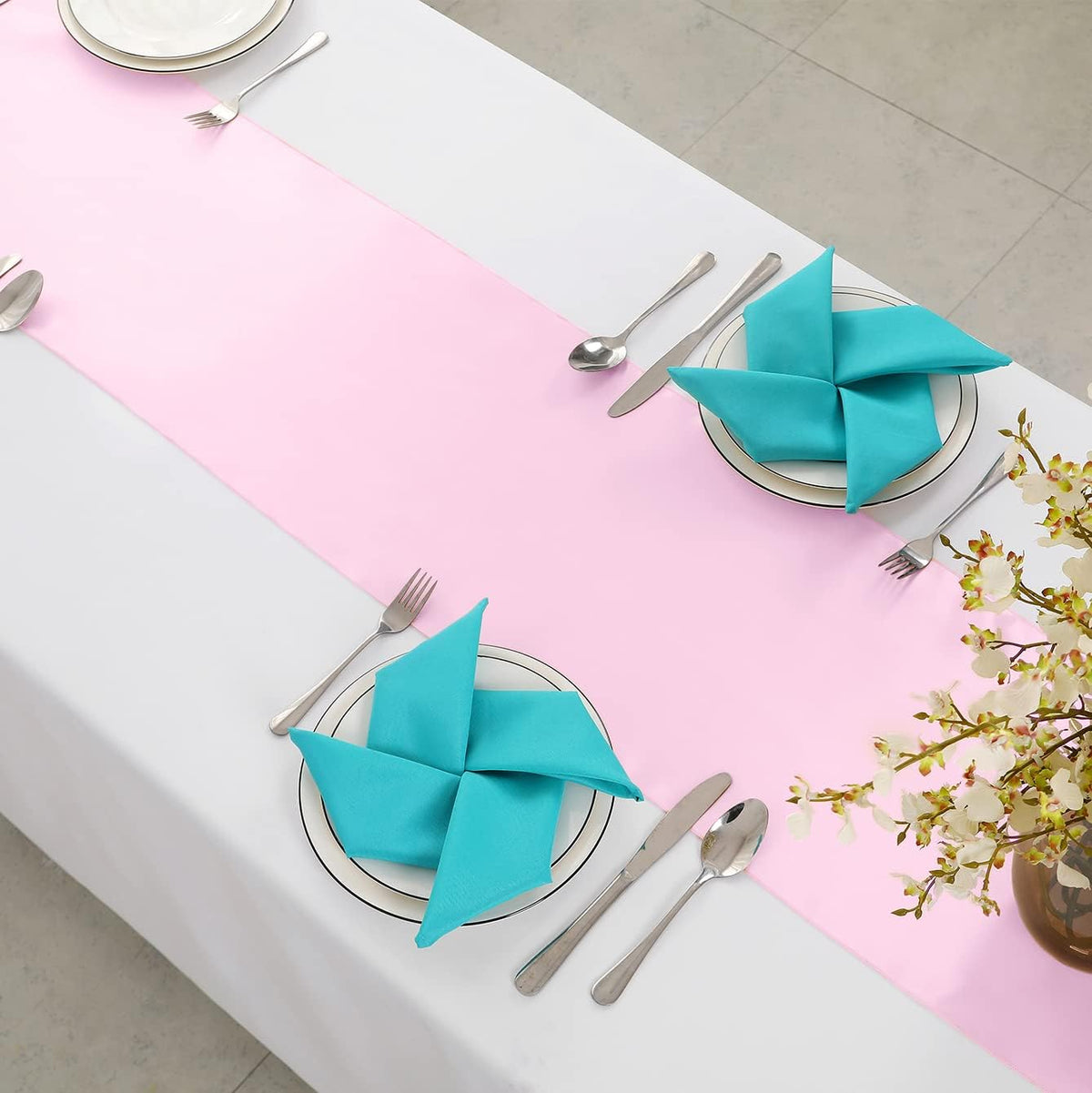 12 Pack Light Pink Satin Table Runner 12 x 108 Inch
