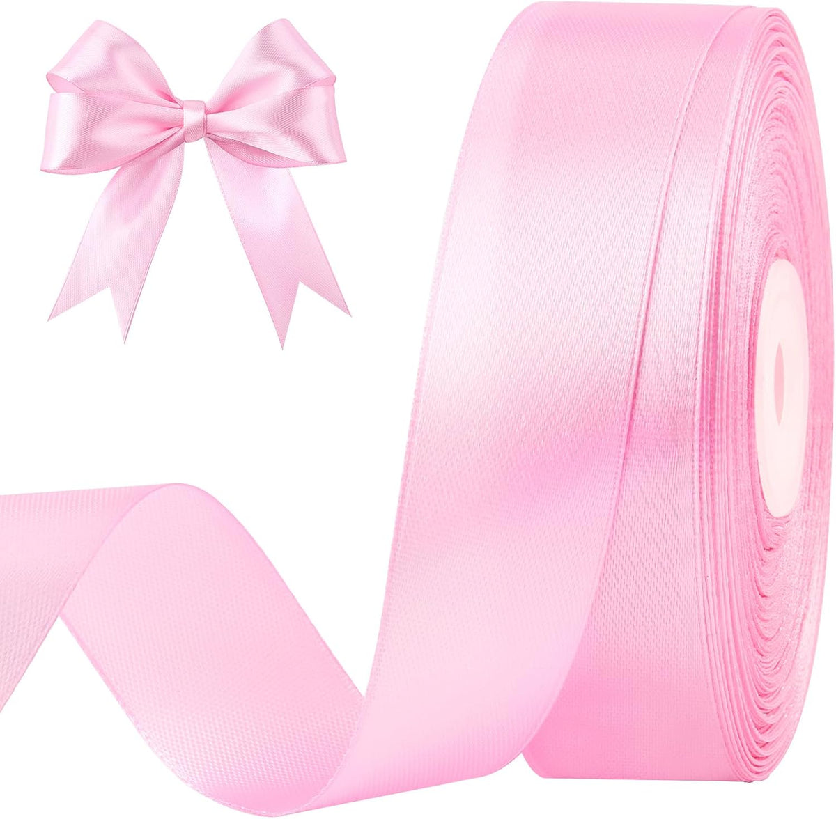 Light Pink Satin Ribbon, 1 Inch, 50 Yards