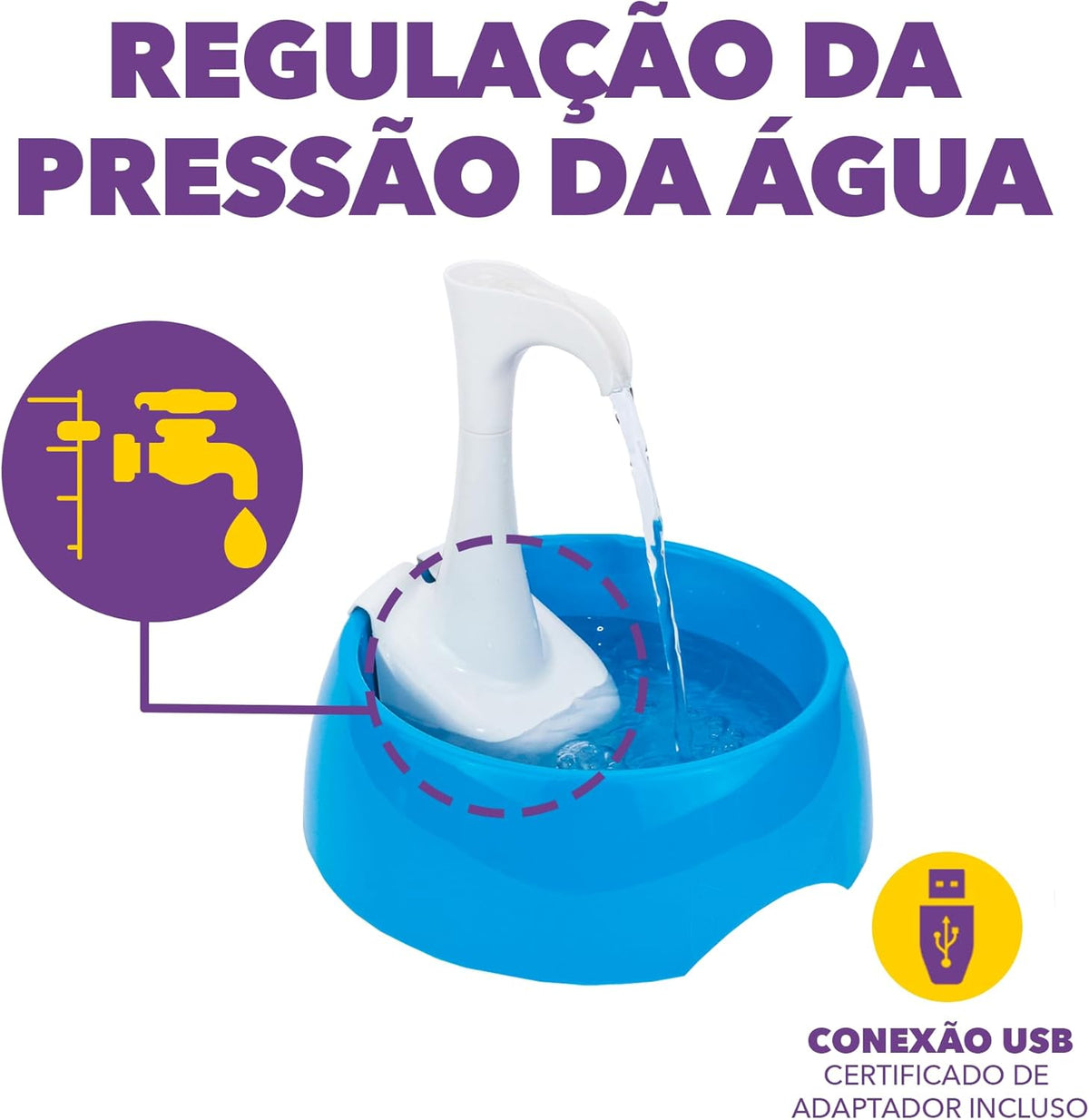 Aqua First Pet Water Fountain - Automatic Drinking Bowl for Cats and Dogs - Light and Portable - Replaceable Filters - Ergonomic Design - 1.2L/42 fl oz - White