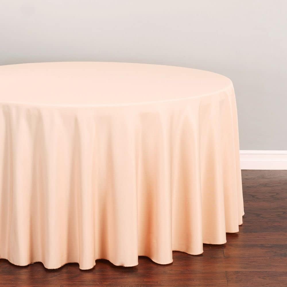 LinenTablecloth 132-Inch Round Polyester Tablecloth Peach