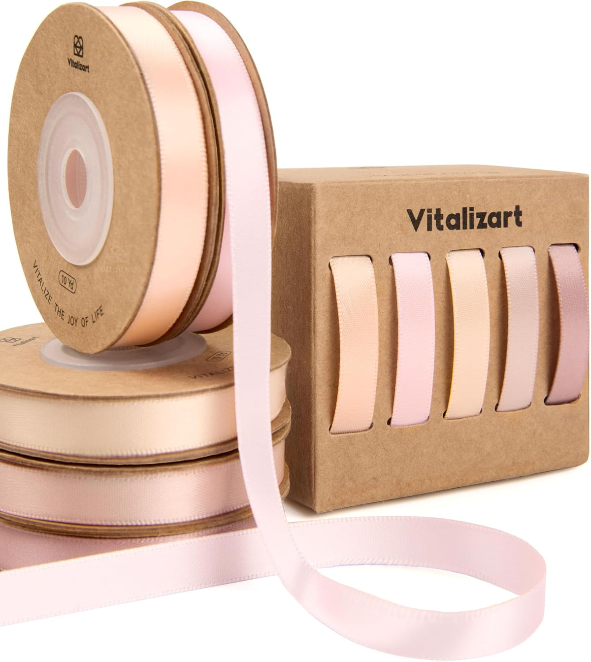 Pink Ribbons for Crafts 3/8" x 50Yds Double-Faced Satin Ribbon