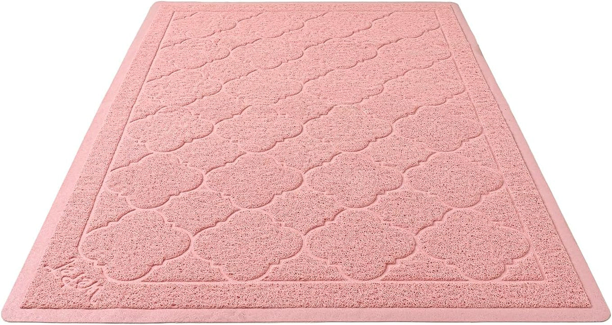 WePet Cat Litter Box Mat, Kitty Premium PVC Pad, Durable Trapping Rug, Phthalate Free, Urine-Resistant, Scatter Control, XXL 47 x 36 Inch, Baby Pink