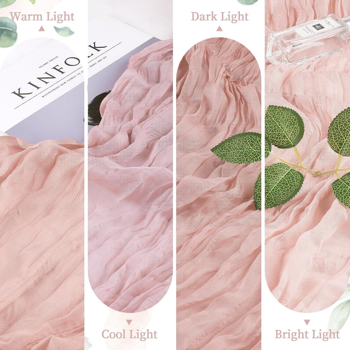 6 Pack Dusty Pink Cheesecloth Table Runner 35×120 Inch Fall Boho Home Decor