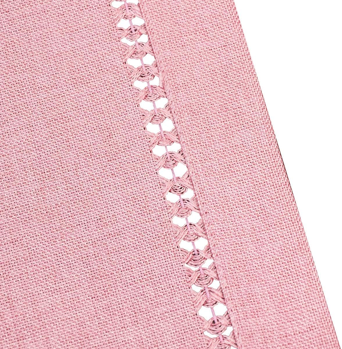 Handcrafted Solid Color Dining Table Runner, Dresser Scarf, Double-Hemstitched (Pink, 14 x 72)