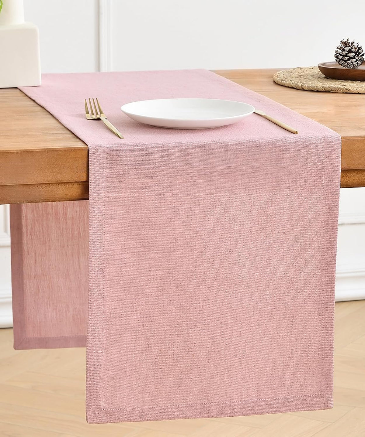 Linen Table Runner, Burlap Pink Table Runners 36 Inches Long