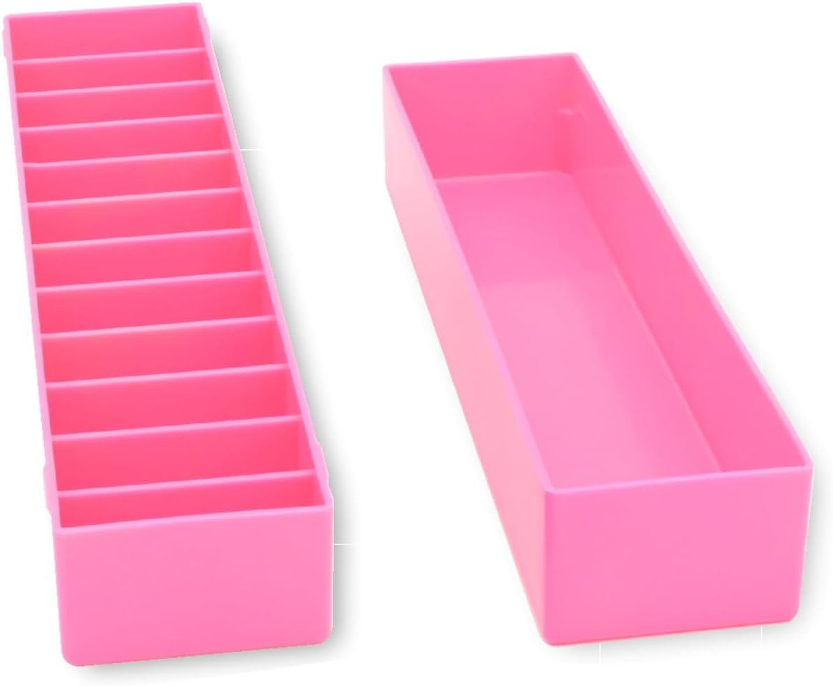 Mini Blade Case Organizer For Clipper Blades - Professional 12 Slot Clipper Blade Caddy (9.25" x 2.25" x 2.25") - Detachable Snap On Lid- Made In The USA - Pink - 3 Pack