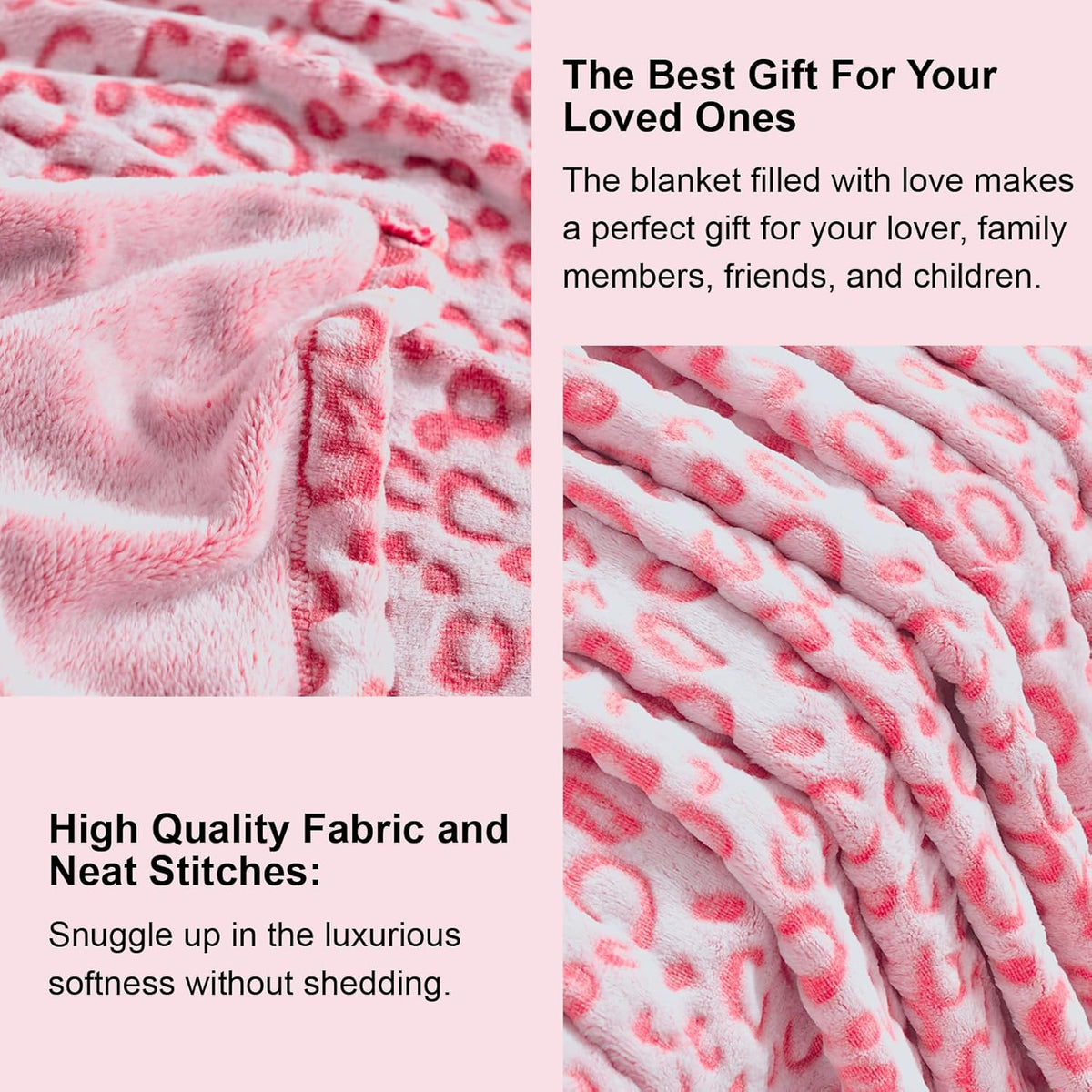 PLEASANT BOULEVARD | Leopard Throw Blanket Fleece, Premium Lightweight Cozy Warm Plush Microfiber Bedspread for Couch Sofa and Bed (Hot Pink, Twin (60 x 80 inches))