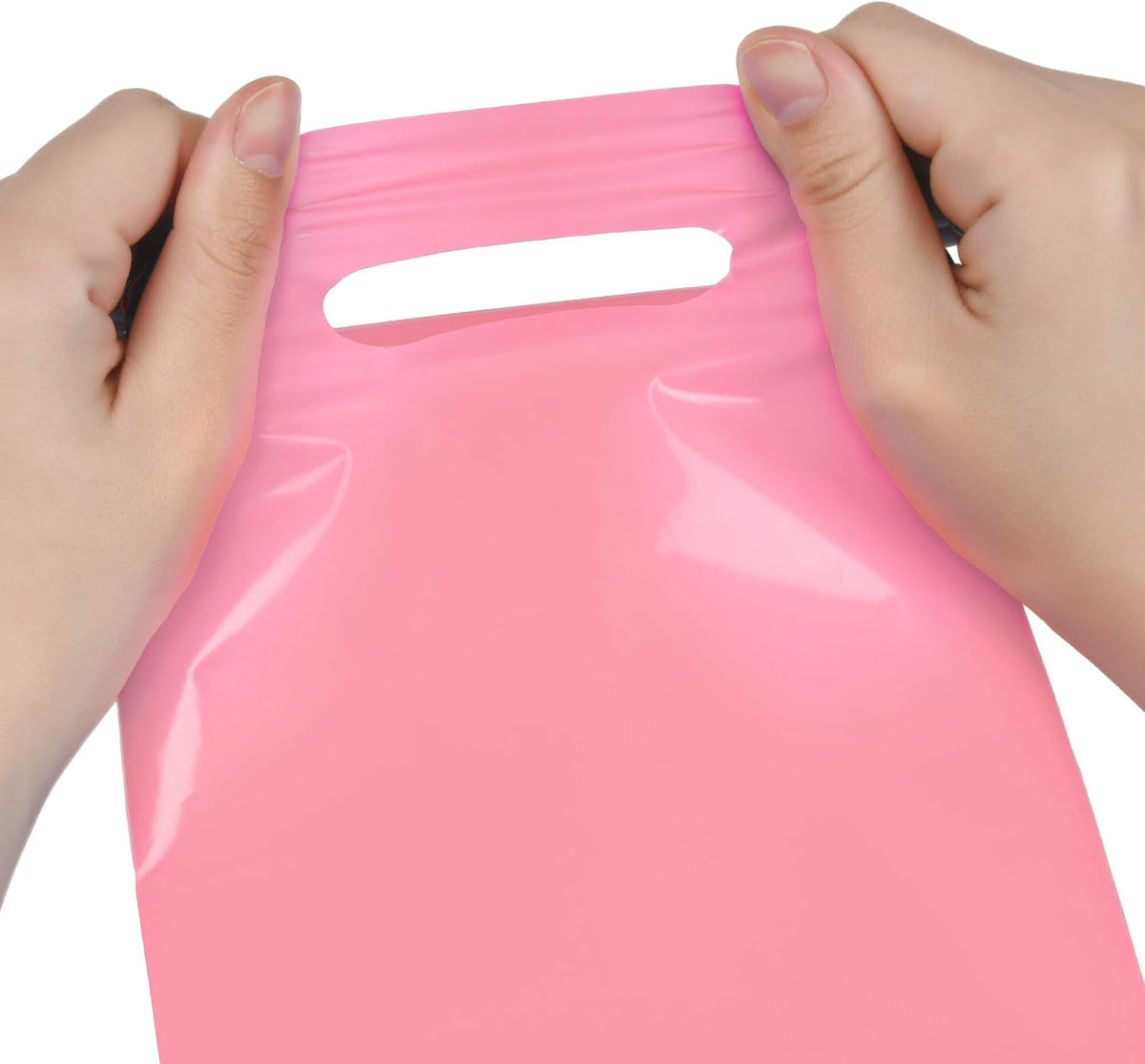 Pink 100 PCS Small Gift Bags, 6"x8" Goodie Party Favor Bags with Handle, Treat Retail Pouches for Kids Birthday, Christmas, Small Business