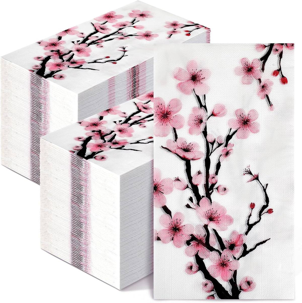 Spiareal 200 Pcs Disposable Paper Hand Towels, Pink Cherry Blossom Decorative Guest Napkins, Floral Paper Napkins for Bathroom, Wedding, Party, Bridal Shower, Birthday, Dinner
