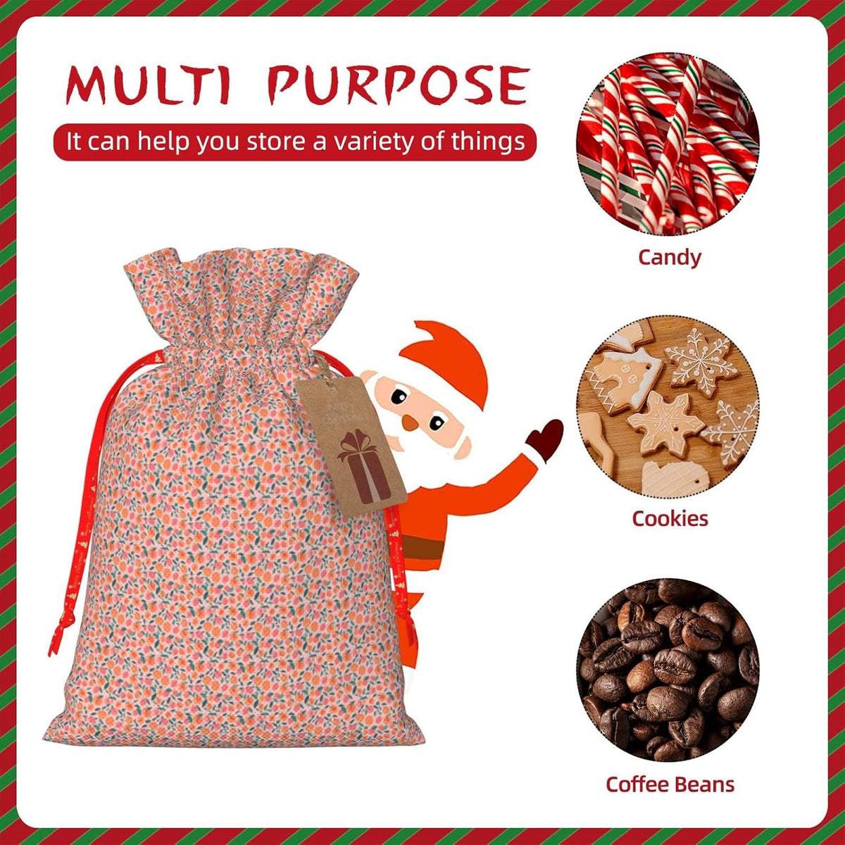 Pink Peach Pattern Seamless Pattern Printing Christmas Drawstring Gift Bags For Holiday Xmas Birthday Party Present Sacks