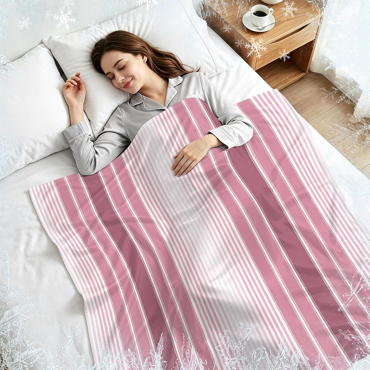 Cooling Blanket for Hot Sleepers, Farmhouse Watercolor Pink Gradient Line Lightweight Cold Summer Blanket for Night Sweats, Rustic Ombre Striped Breathable Soft Cool Blankets for Sofa Office 40x60in