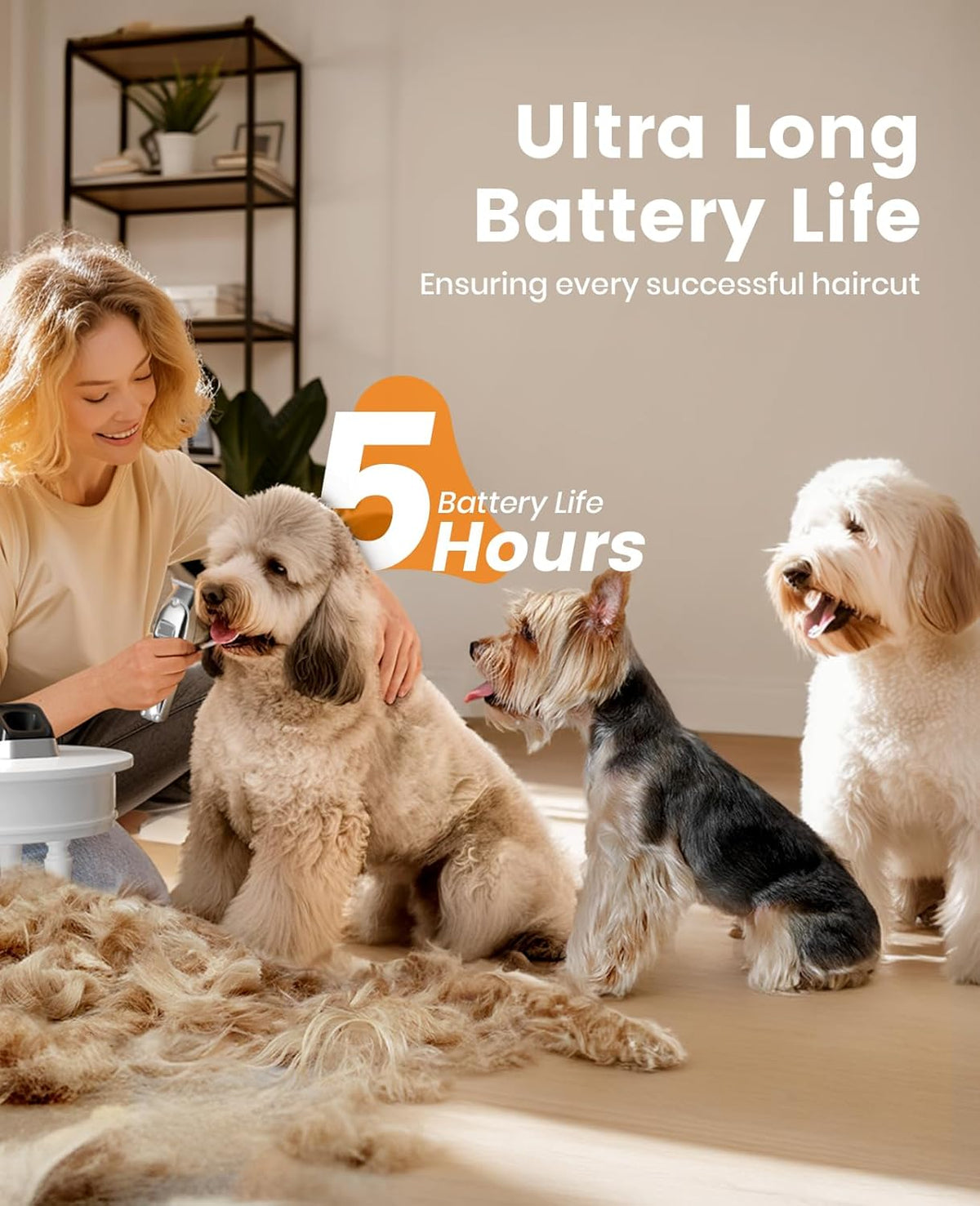 oneisall Dog Grooming Clippers for Thick Heavy Coats,Low Noise Cordless Dog Grooming Kit with Metal Blades, All Stainless Steel, 2 Speeds