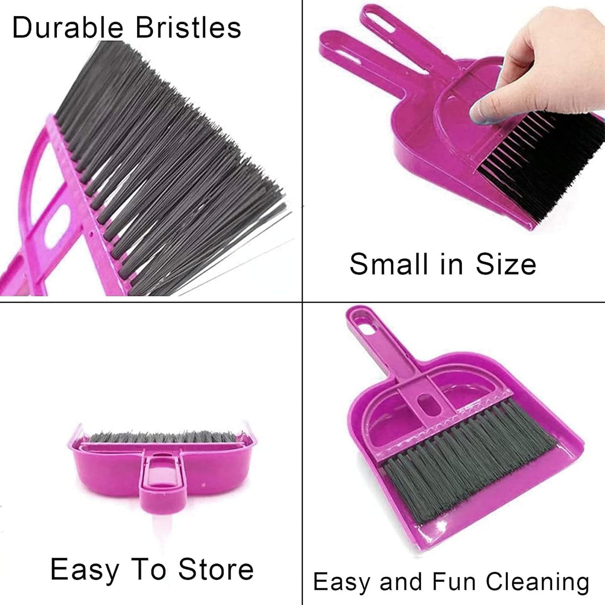 kathson Rabbit Litter Box Pet Toilet Cage Box Potty Trainer Corner with Small Animal Cage Cleaner Broom Brush Dustpan for Bunny Chinchilla Guinea Pig Ferret (Pink)