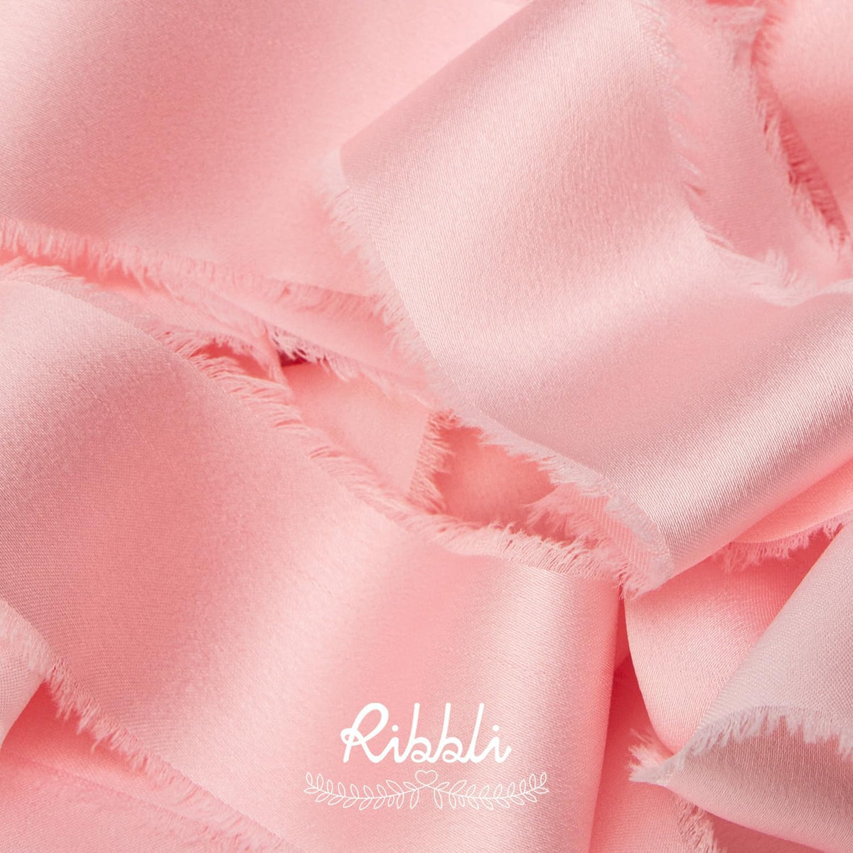 Light Pink Silk Satin Ribbon 1.5 Inch x 12 Yard Handmade Frayed Chiffon Ribbon with Wooden Spool for Gift Wrapping, Wedding Invitations, Bridal Bouquets, Home Decor