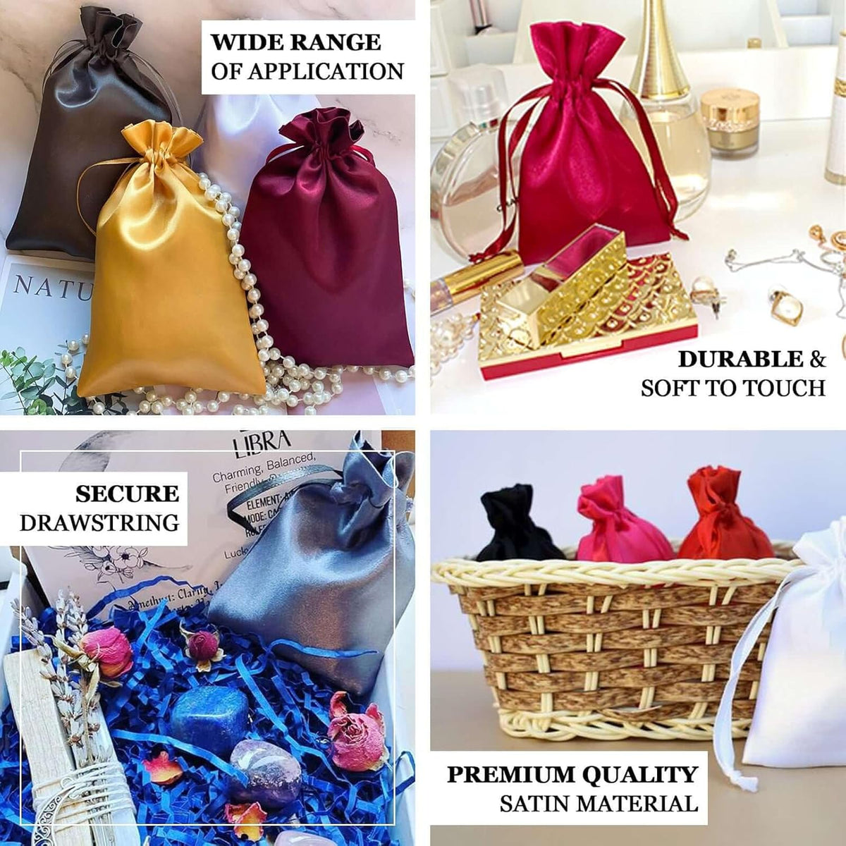 Efavormart 60 Pack Peach Satin Drawstring Wedding Party Favor Gift Bags 5"x7"