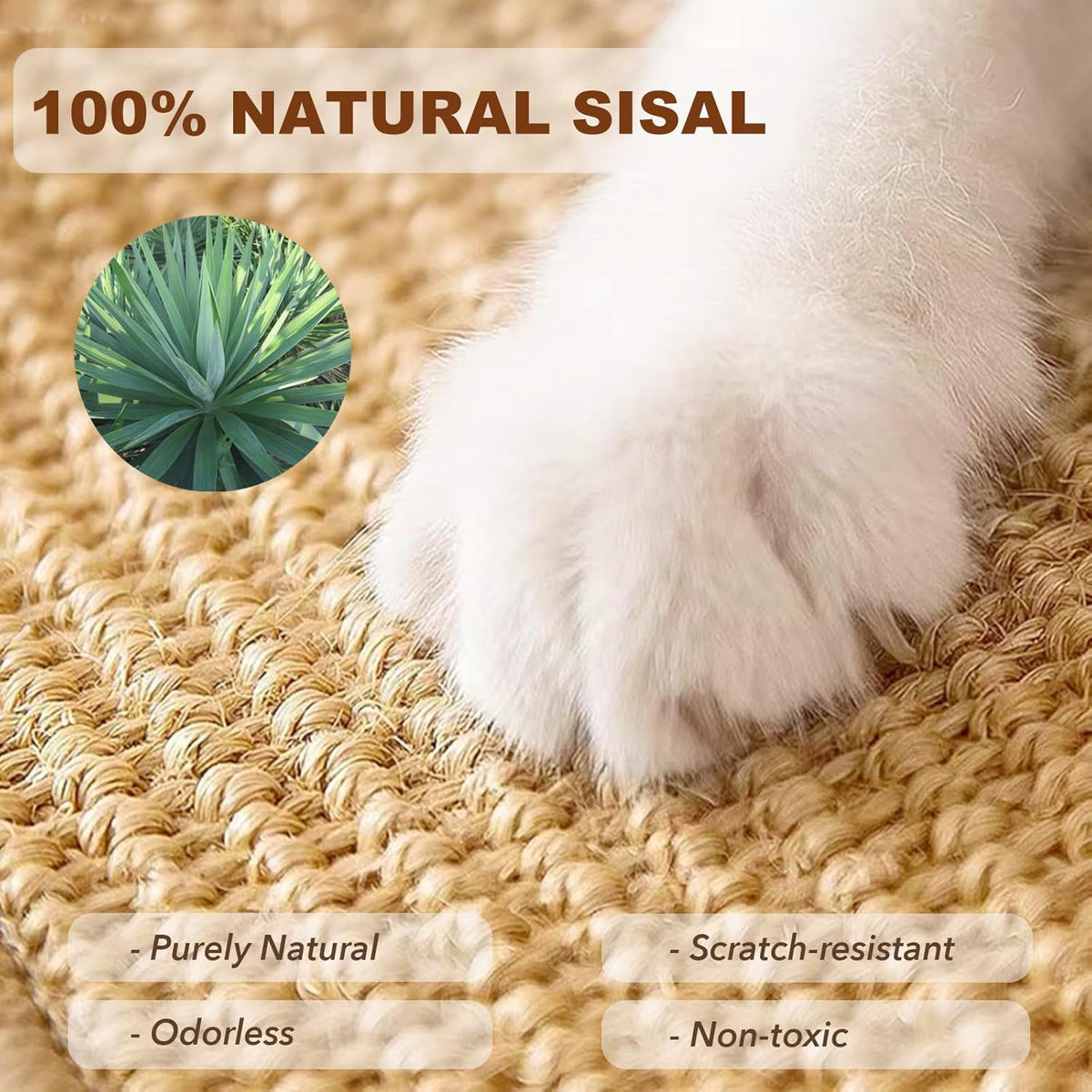 2PCS Rabbit Scratching Mats, Natural Sisal Bunny Scratch Pad Rabbit Mats for Cages, Claws and Teeth Care, Rabbit Chew Toys Bunny Accessories for Bedding Biting Sleeping Nesting (16x12in)