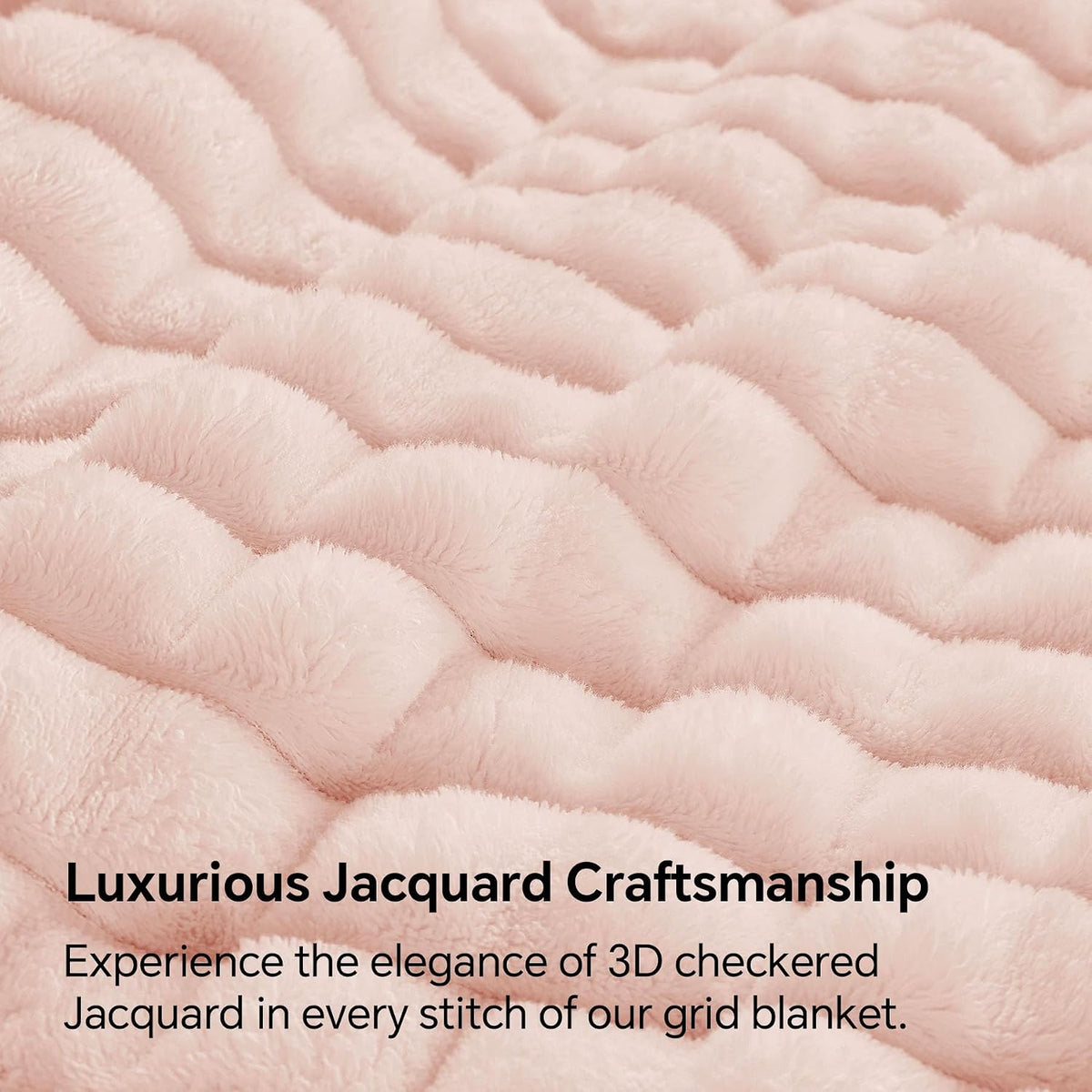 3D Checked Pink Fleece Throw Blanket for Couch, 50x60 Inches